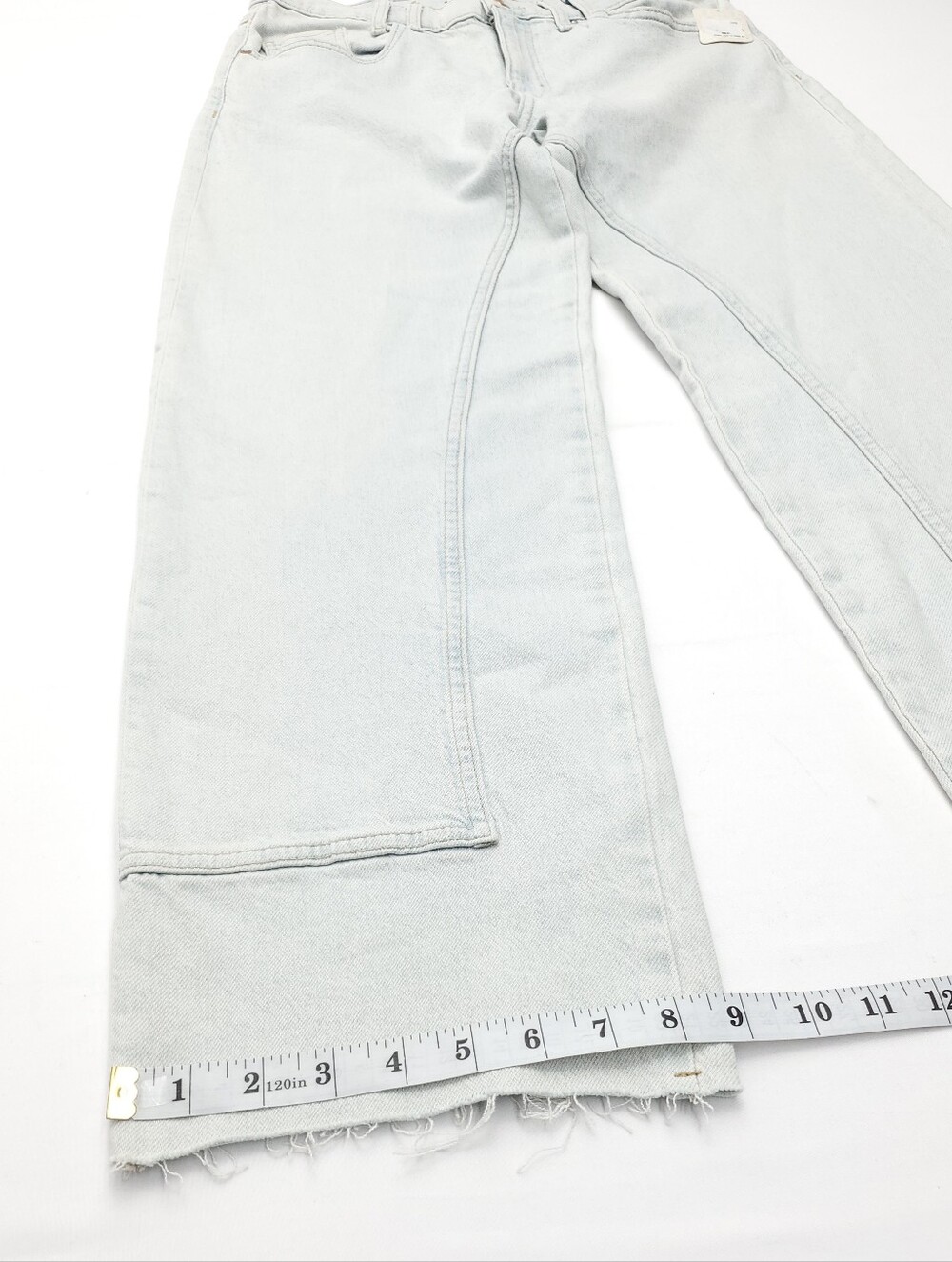 NEW We the Free People Risk Taker High-Rise Straight Raw Hem Light Blue Jeans 30 - Picture 4 of 13